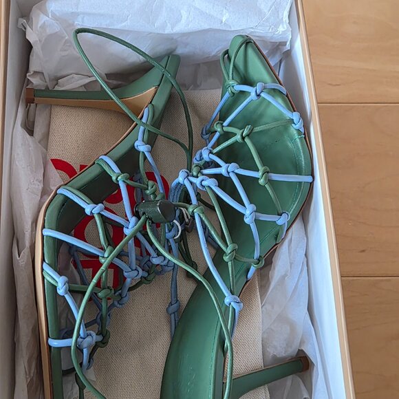 Gia Borghini Gia 11 Knotted Sandals Blue and Green Sz 40 - Picture 4 of 12
